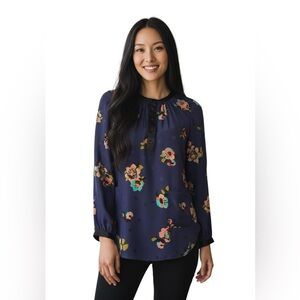 Rebecca Taylor Silk Corp core business casual floral romantic long sleeve shirt